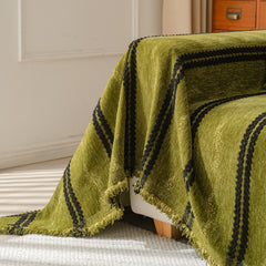 Boho Couch Throw Blanket with Textured Stripes, Sofa Cover for Living Room Decor - Ornate Home