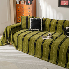 Boho Couch Throw Blanket with Textured Stripes, Sofa Cover for Living Room Decor - Ornate Home