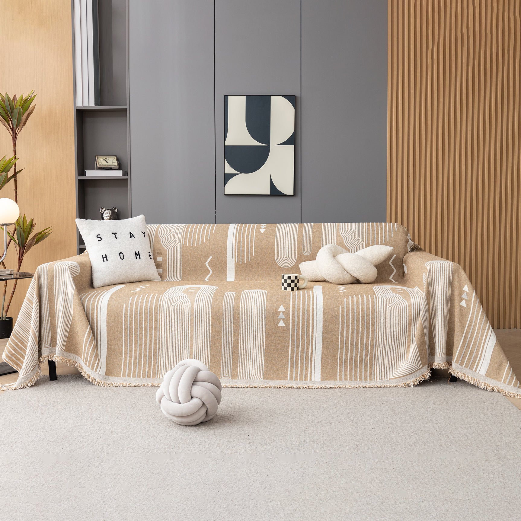 Boho Couch Throw Covers with Tassel Thick Durable Sofa Cover Blanket Furniture Slipcover Sectional - Ornate Home