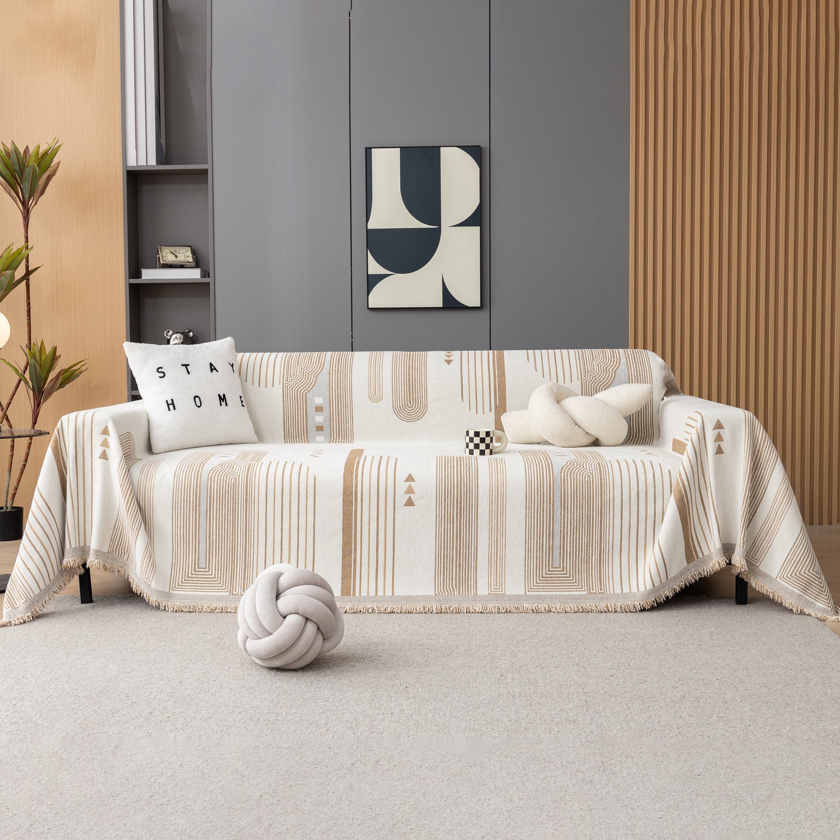 Boho Couch Throw Covers with Tassel Thick Durable Sofa Cover Blanket Furniture Slipcover Sectional - Ornate Home
