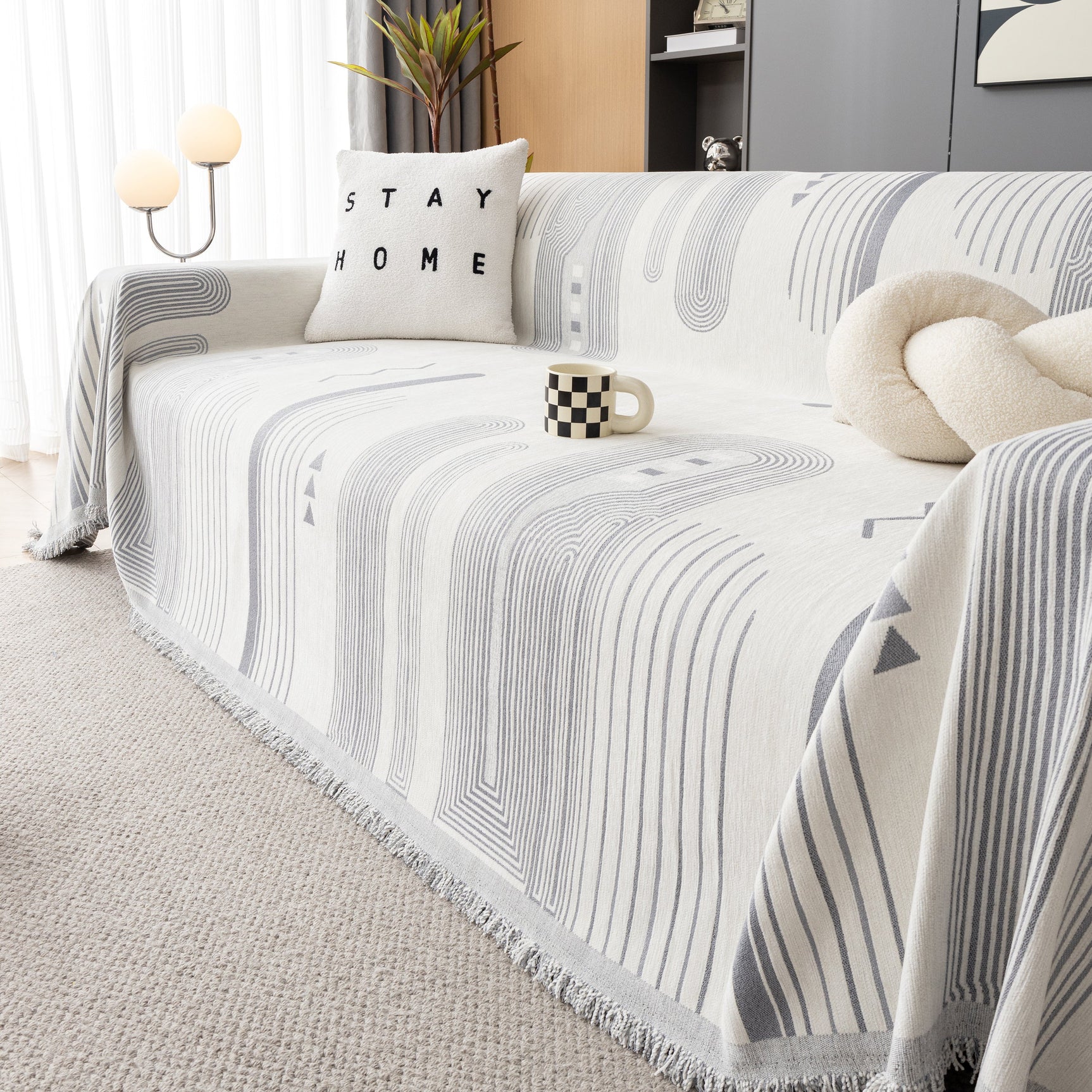Boho Couch Throw Covers with Tassel Thick Durable Sofa Cover Blanket Furniture Slipcover Sectional - Ornate Home