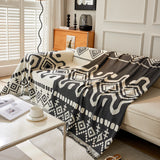 Boho Geometric Chenille Throw Sofa Cover Soft Textured Decorative Couch Blanket - Ornate Home