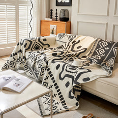 Boho Geometric Chenille Throw Sofa Cover Soft Textured Decorative Couch Blanket - Ornate Home