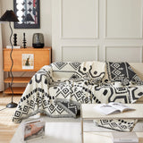 Boho Geometric Chenille Throw Sofa Cover Soft Textured Decorative Couch Blanket - Ornate Home