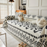 Boho Geometric Chenille Throw Sofa Cover Soft Textured Decorative Couch Blanket - Ornate Home