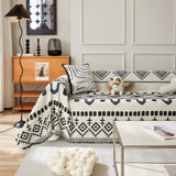 Boho Geometric Chenille Throw Sofa Cover Soft Textured Decorative Couch Blanket - Ornate Home