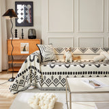 Boho Geometric Chenille Throw Sofa Cover Soft Textured Decorative Couch Blanket - Ornate Home