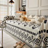 Boho Geometric Chenille Throw Sofa Cover Soft Textured Decorative Couch Blanket - Ornate Home