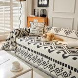 Boho Geometric Chenille Throw Sofa Cover Soft Textured Decorative Couch Blanket - Ornate Home