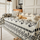 Boho Geometric Chenille Throw Sofa Cover Soft Textured Decorative Couch Blanket - Ornate Home