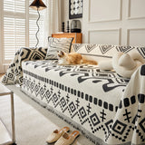 Boho Geometric Chenille Throw Sofa Cover Soft Textured Decorative Couch Blanket - Ornate Home