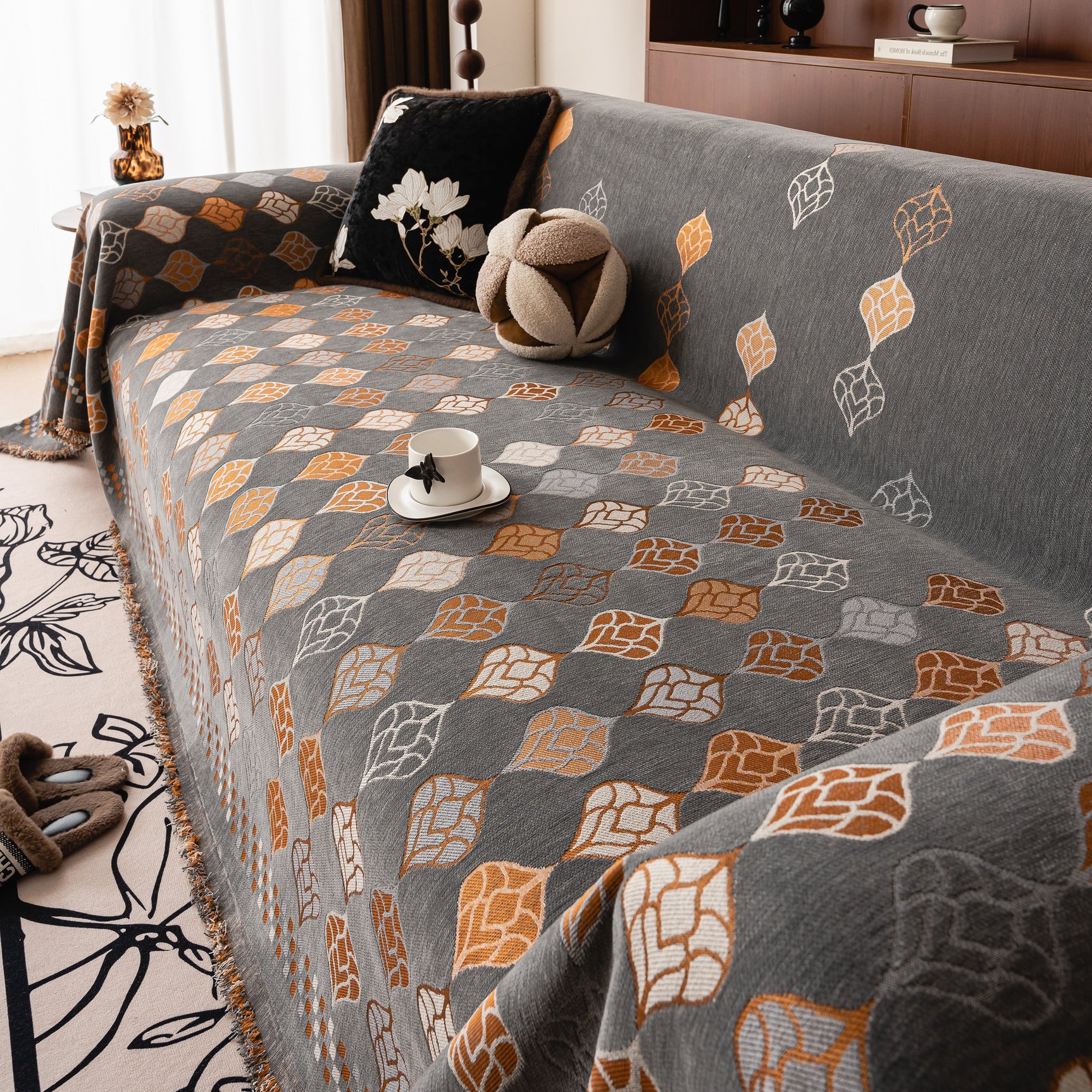 Boho Geometric Sofa Slipcovers Chenille Scratch Resistant Couch Protective Covers - Ornate Home