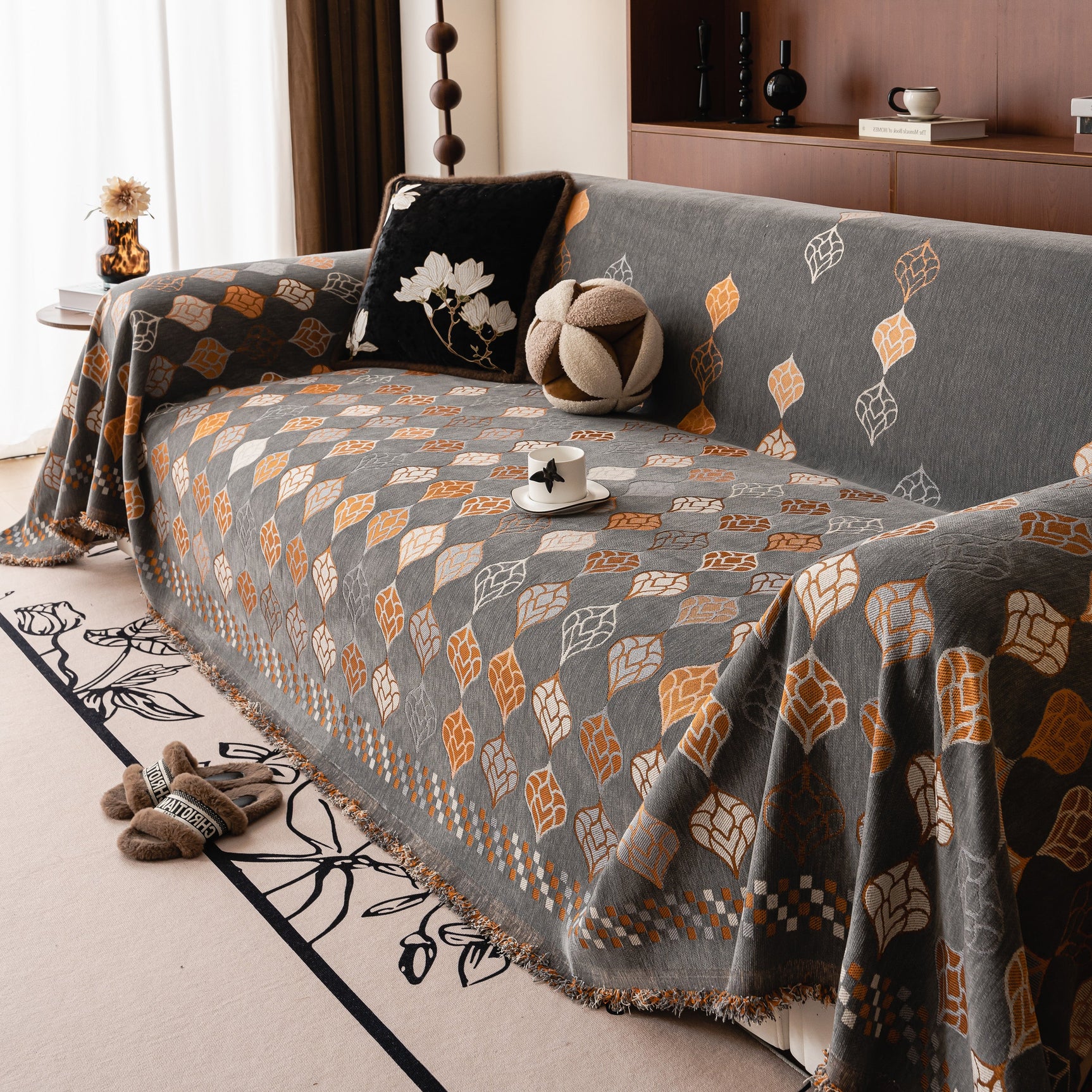 Boho Geometric Sofa Slipcovers Chenille Scratch Resistant Couch Protective Covers - Ornate Home