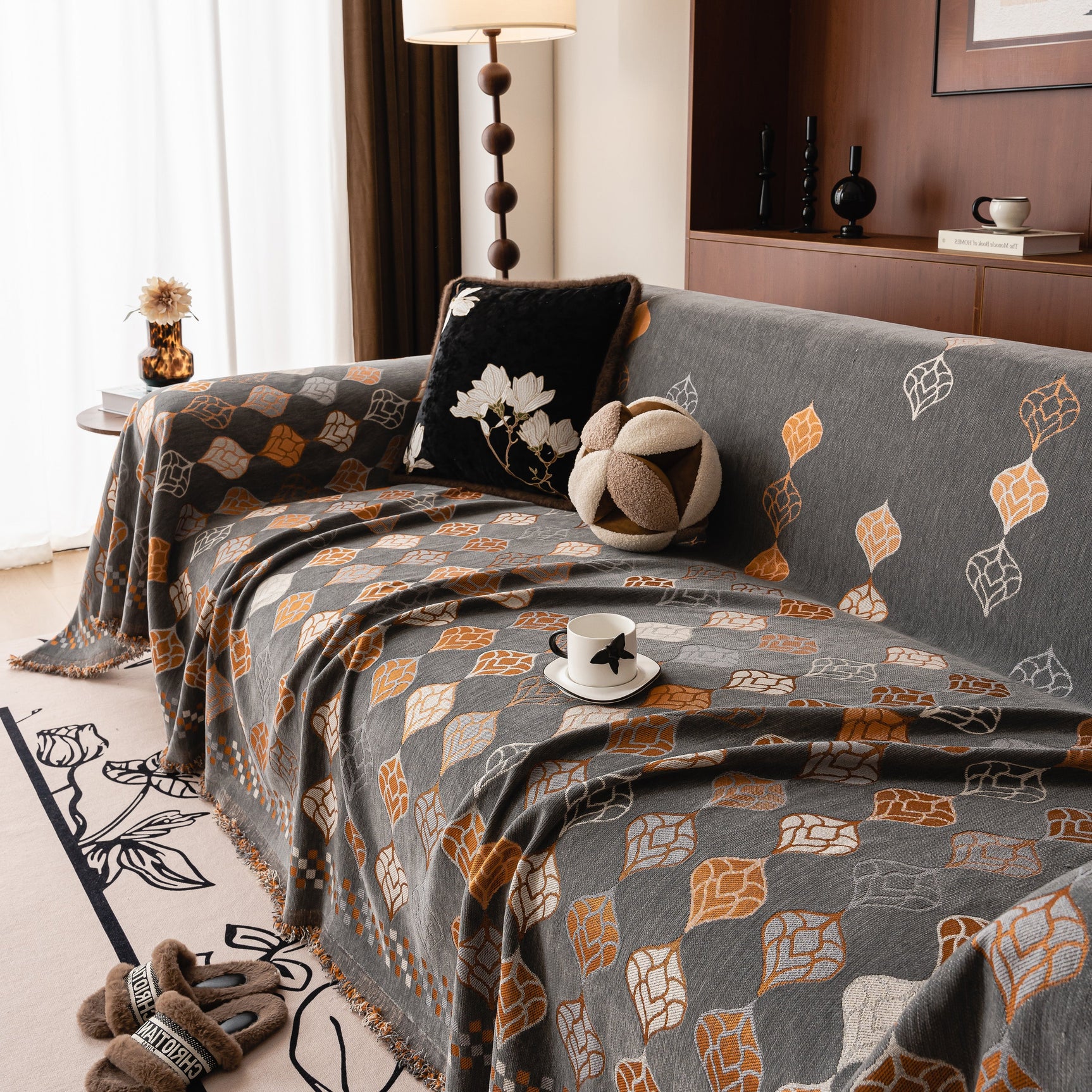 Boho Geometric Sofa Slipcovers Chenille Scratch Resistant Couch Protective Covers - Ornate Home