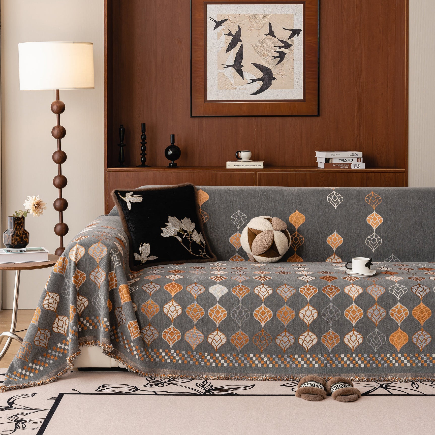 Boho Geometric Sofa Slipcovers Chenille Scratch Resistant Couch Protective Covers - Ornate Home