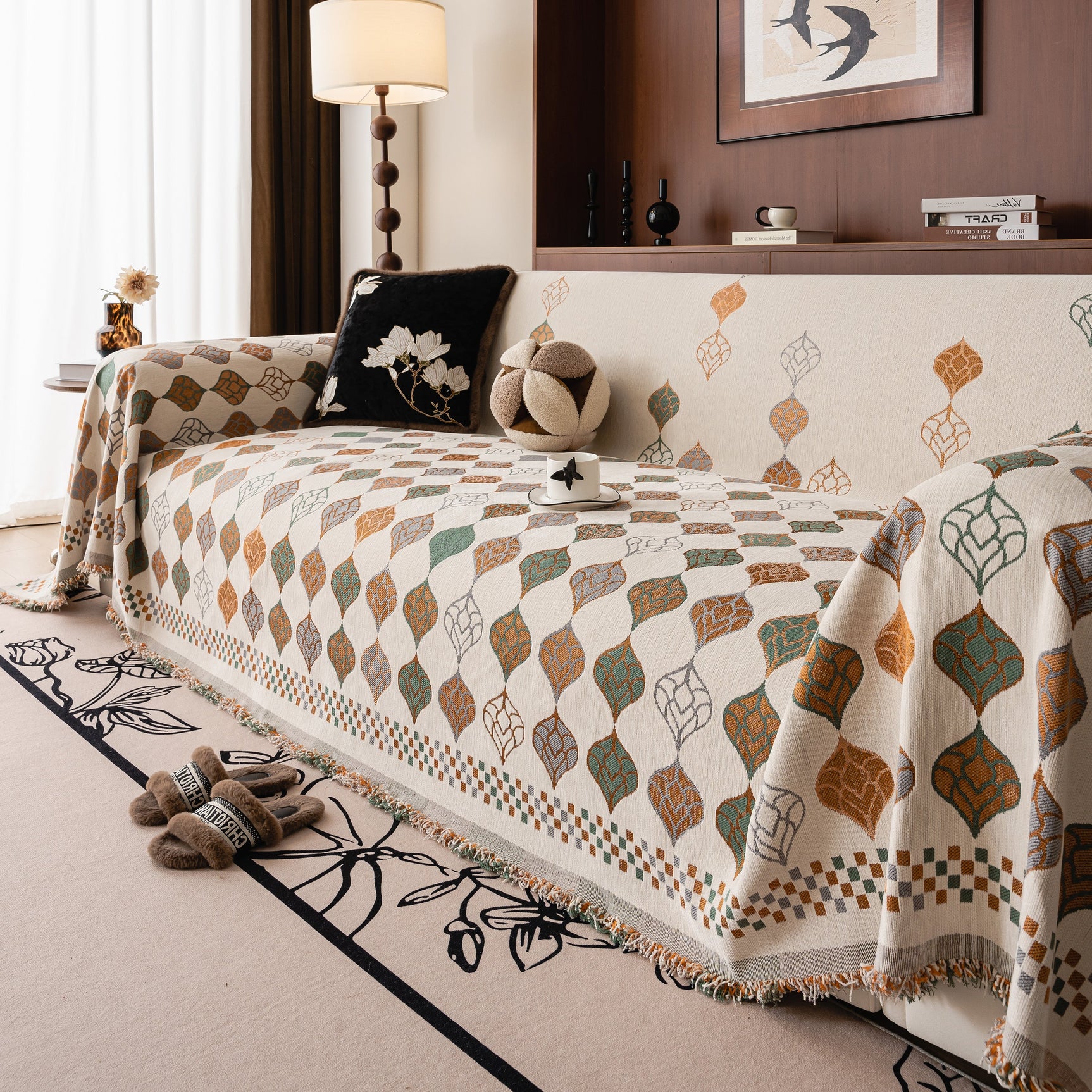 Boho Geometric Sofa Slipcovers Chenille Scratch Resistant Couch Protective Covers - Ornate Home
