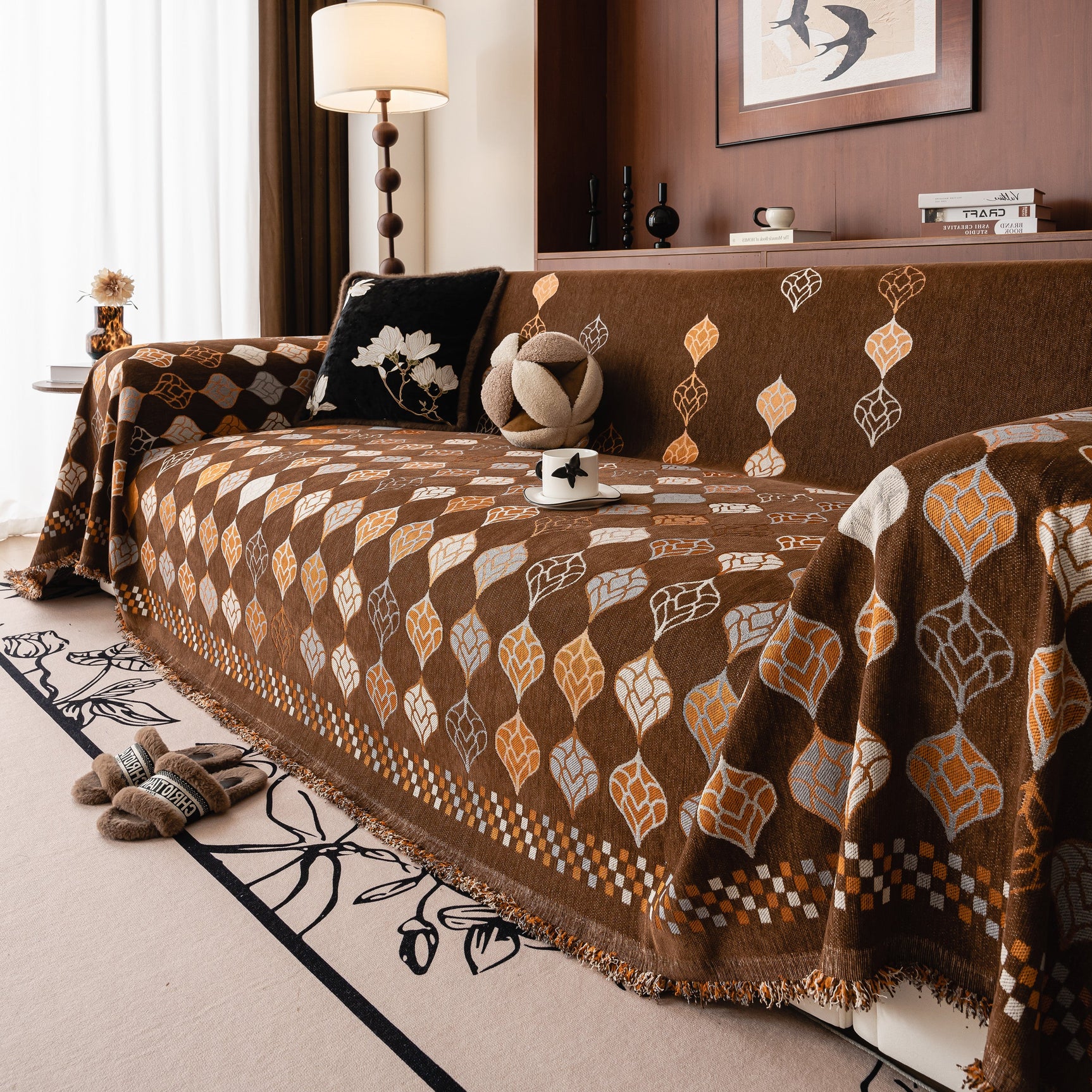 Boho Geometric Sofa Slipcovers Chenille Scratch Resistant Couch Protective Covers - Ornate Home
