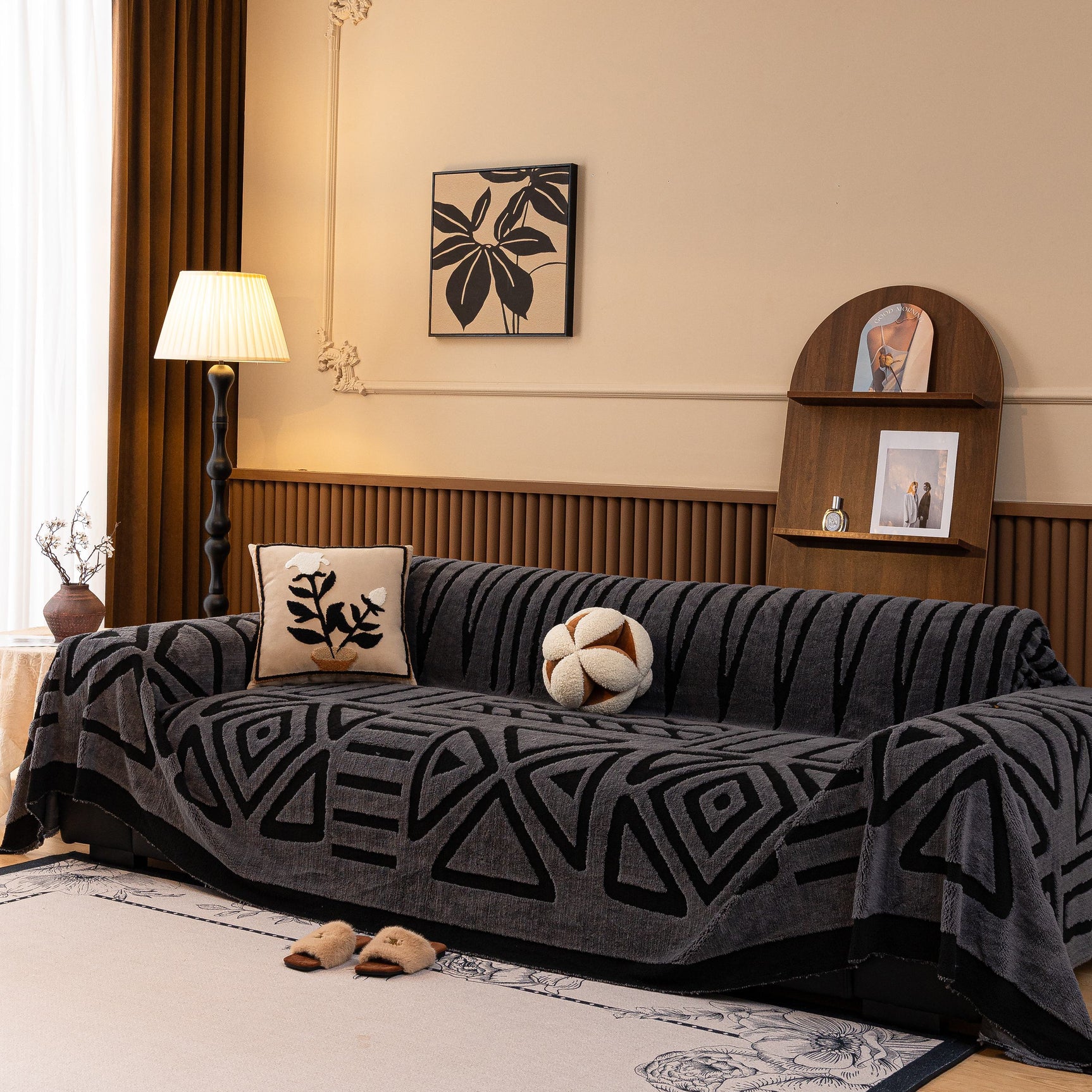 Boho Plush Couch Cover Bohemian Throw Blanket Decor Covers Sofa Chair Furniture Bed - Ornate Home