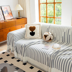 Boho Stripe Sectional Couch Cover Soft Chenille Sofa Slipcovers Blanket on The Sofa for Living Room - Ornate Home