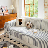 Boho Stripe Sectional Couch Cover Soft Chenille Sofa Slipcovers Blanket on The Sofa for Living Room - Ornate Home