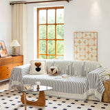 Boho Stripe Sectional Couch Cover Soft Chenille Sofa Slipcovers Blanket on The Sofa for Living Room - Ornate Home