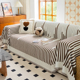 Boho Stripe Sectional Couch Cover Soft Chenille Sofa Slipcovers Blanket on The Sofa for Living Room - Ornate Home