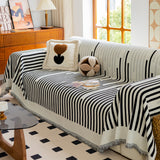 Boho Stripe Sectional Couch Cover Soft Chenille Sofa Slipcovers Blanket on The Sofa for Living Room - Ornate Home