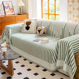 Boho Stripe Sectional Couch Cover Soft Chenille Sofa Slipcovers Blanket on The Sofa for Living Room - Ornate Home