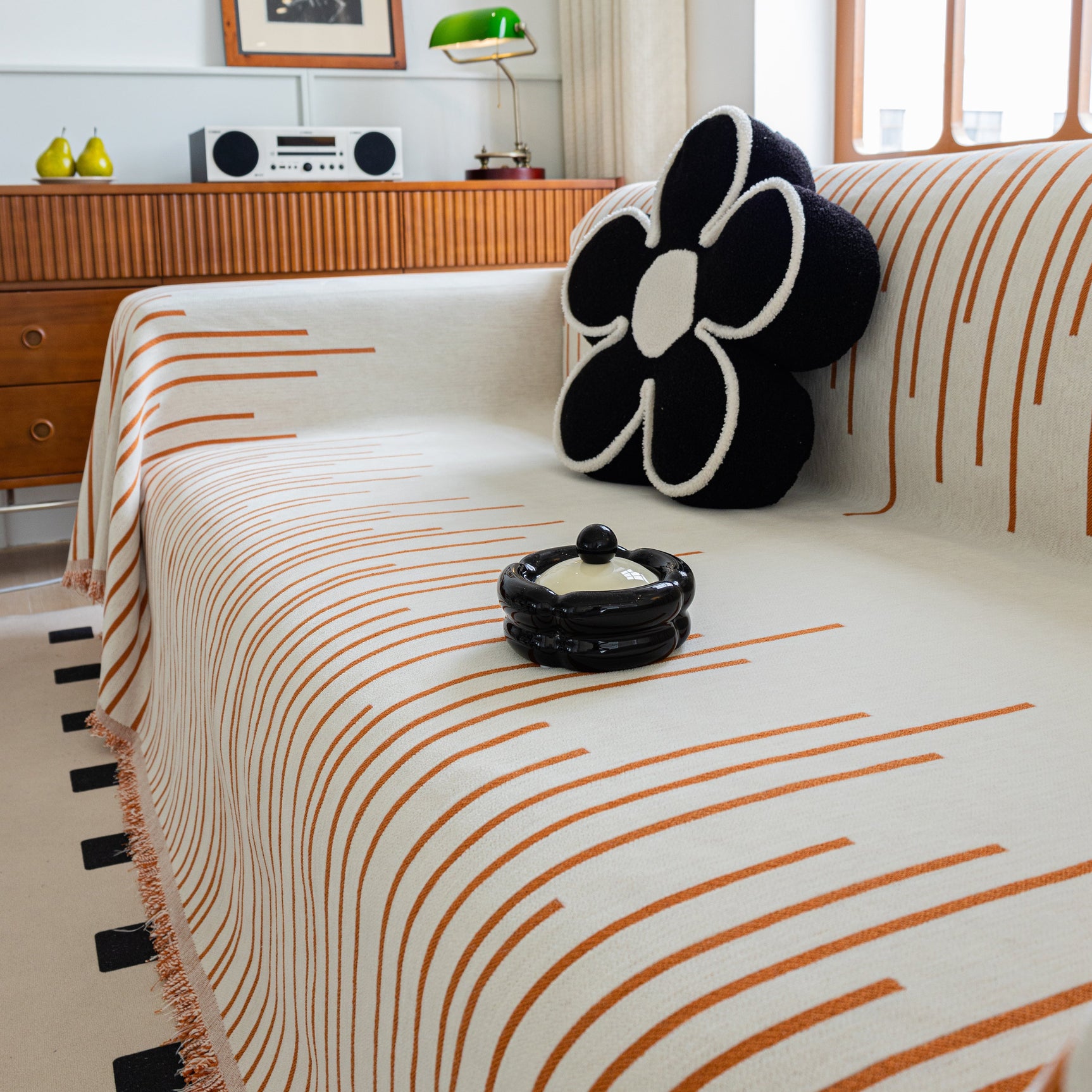 Boho Striped Jacquard Throw Sofa Slipcover Chenille Sofa Throws for Couches for Pets Kids Home Decor - Ornate Home