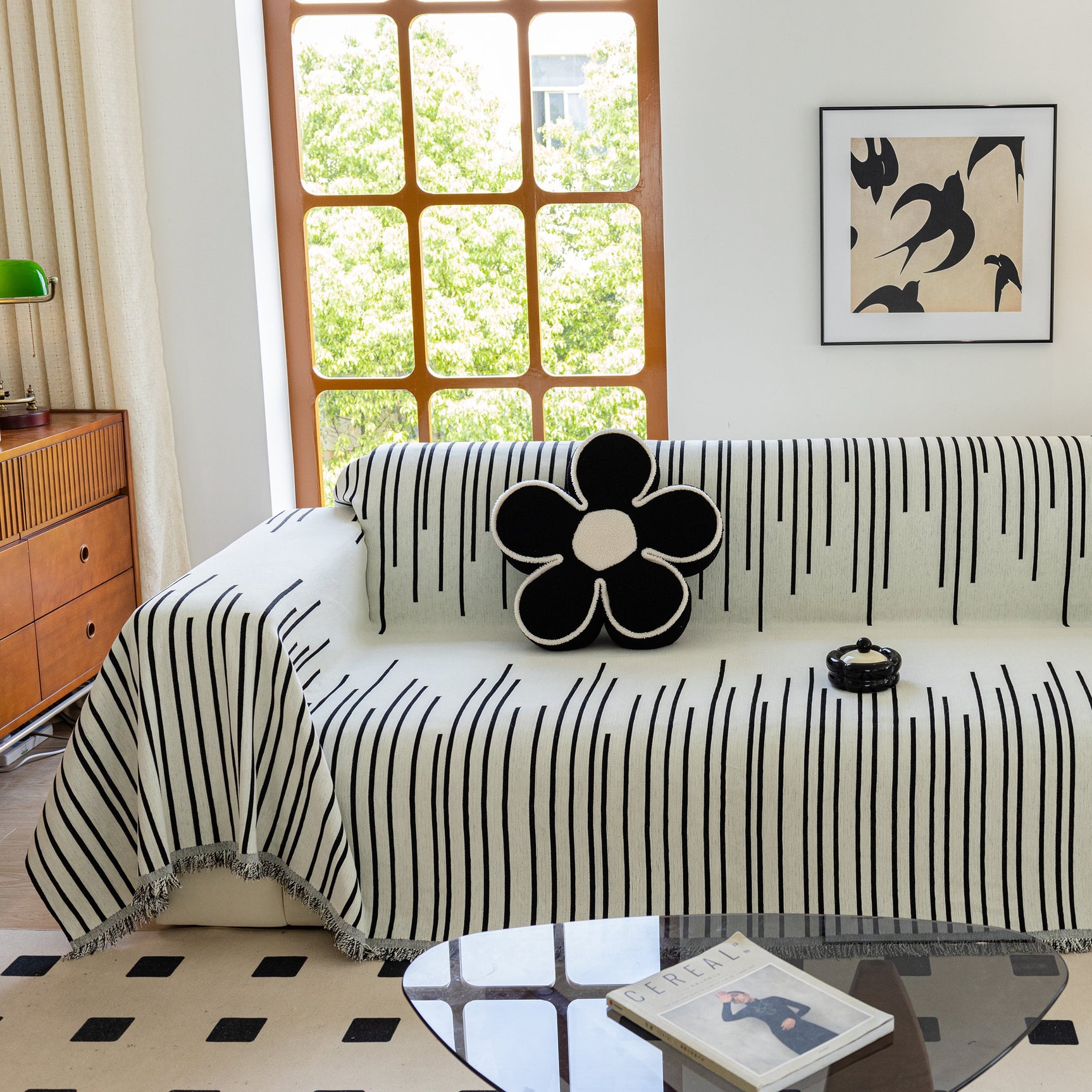 Boho Striped Jacquard Throw Sofa Slipcover Chenille Sofa Throws for Couches for Pets Kids Home Decor - Ornate Home