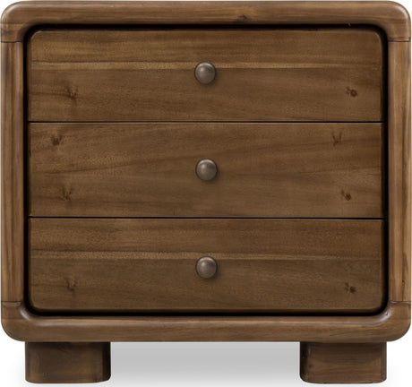 Boka Impala Three Drawer Acacia Wood Nightstand - Ornate Home