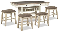 Bolanburg Antique White Counter Height Dining Table and 4 Barstools - Ornate Home