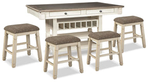 Bolanburg Antique White Counter Height Dining Table and 4 Barstools - Ornate Home
