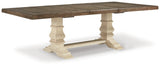 Bolanburg Antique White Dining Table with 8 Chairs and Bench with Server and 2 Stools - Ornate Home