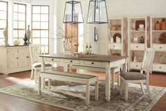 Bolanburg Antiqued White Large UPH Dining Room Bench - Ornate Home