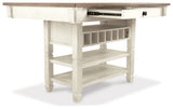 Bolanburg Two-tone Counter Height Dining Table, 4 Stools, Bench and 2 Display Cabinets - Ornate Home