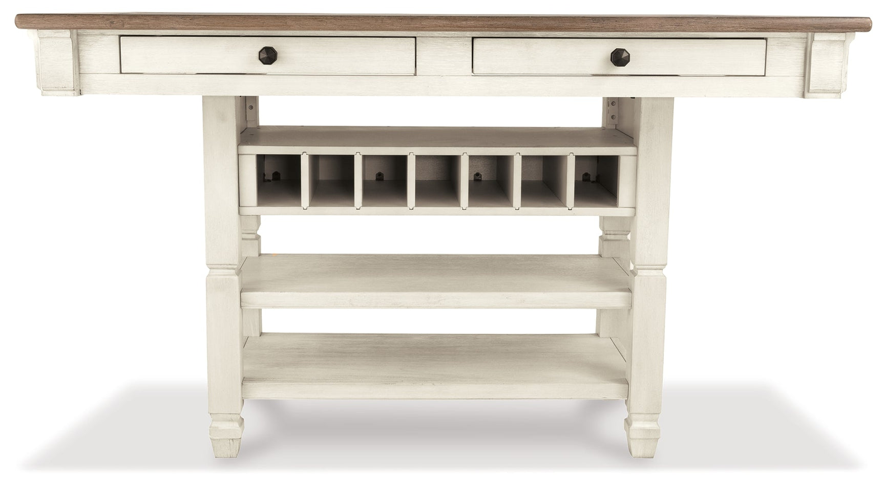 Bolanburg Two-tone Counter Height Dining Table, 4 Stools, Bench and 2 Display Cabinets - Ornate Home