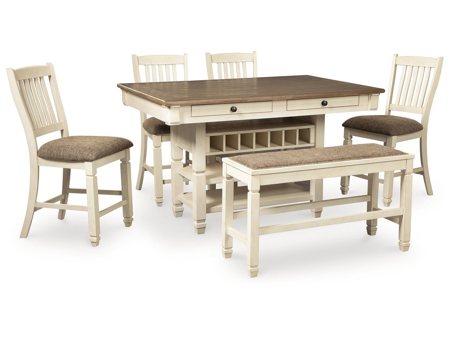 Bolanburg Two-tone Counter Height Dining Table and 4 Barstools and Bench (Online Special Price) - Ornate Home