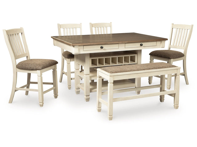 Bolanburg Two-tone Counter Height Dining Table and 4 Barstools and Bench - Ornate Home