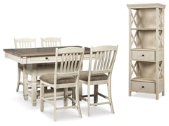 Bolanburg Two-tone Counter Height Dining Table and 4 Barstools with Display Cabinet - Ornate Home