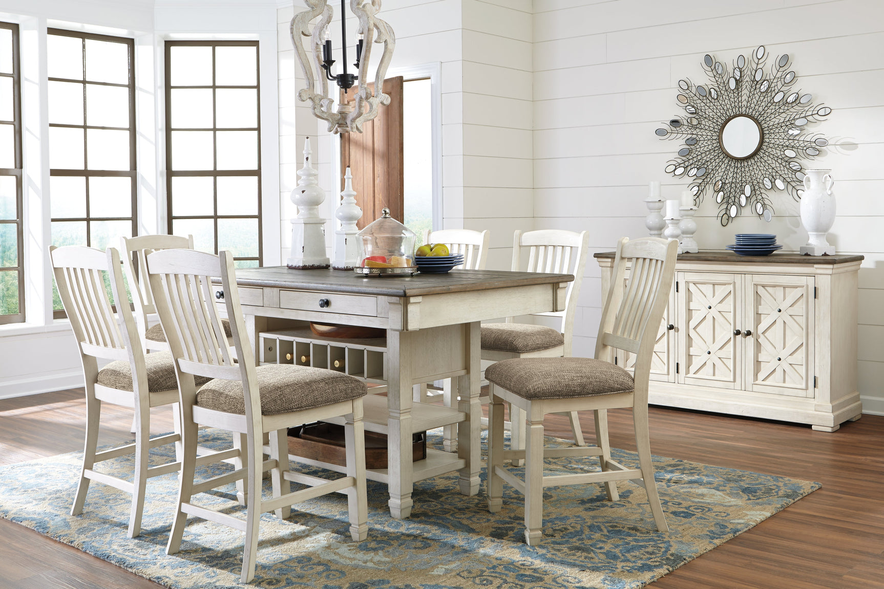 Bolanburg Two-tone Counter Height Dining Table and 6 Barstools with Server (Online Special Price) - Ornate Home