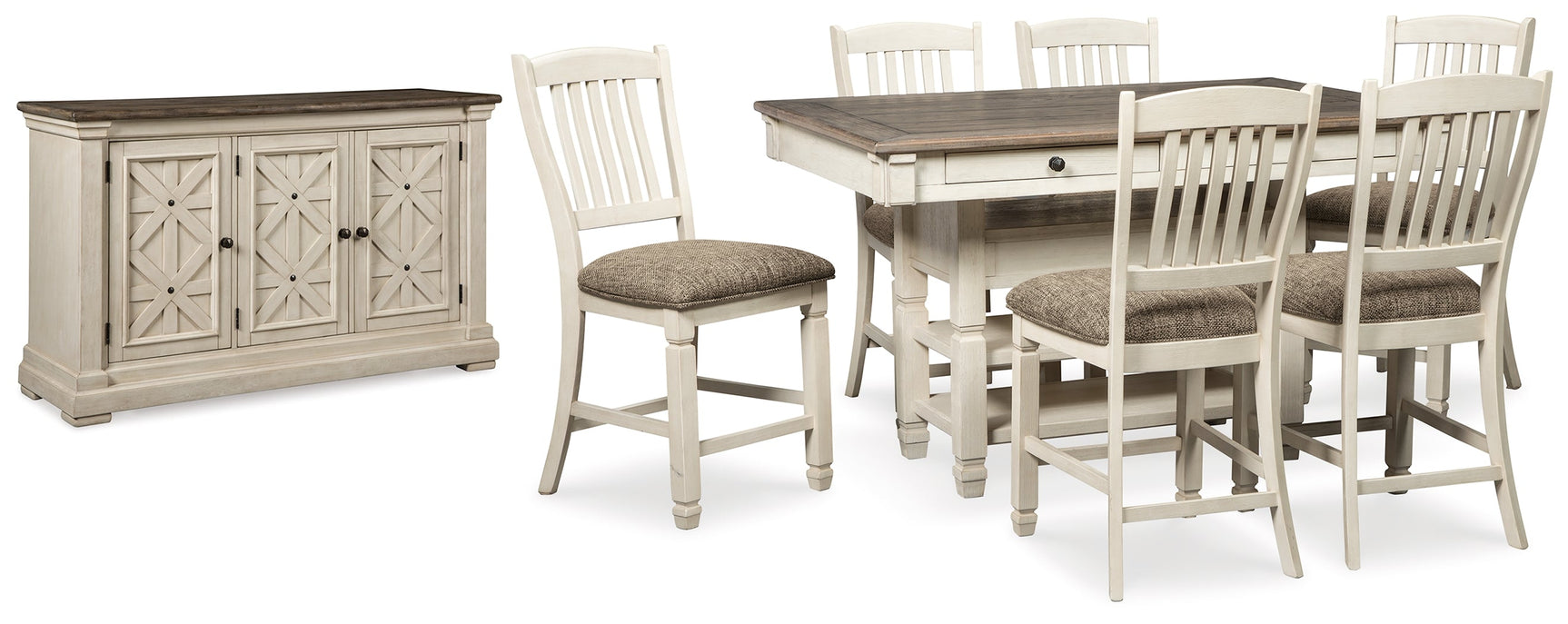 Bolanburg Two-tone Counter Height Dining Table and 6 Barstools with Server - Ornate Home