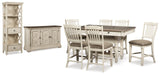 Bolanburg Two-tone Counter Height Table with 6 Barstools, Server and Display Cabinet - Ornate Home