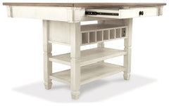 Bolanburg Two-tone Counter Height Table with 6 Barstools, Server and Display Cabinet - Ornate Home