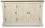 Bolanburg Two-tone Counter Height Table with 6 Barstools, Server and Display Cabinet - Ornate Home