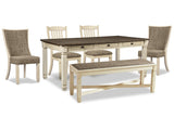 Bolanburg Two-tone Dining Table, 2 Chairs, 2 Side Chairs and Bench (Online Special Price) - Ornate Home