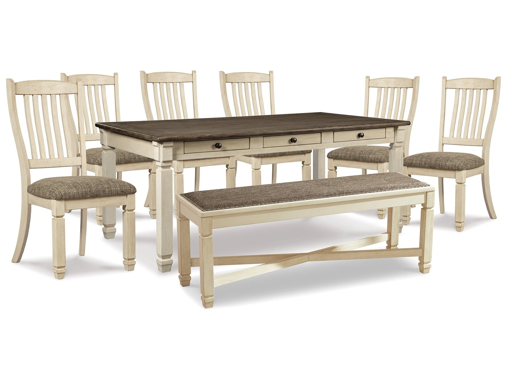 Bolanburg Two-tone Dining Table, 6 Chairs, and Bench - Ornate Home