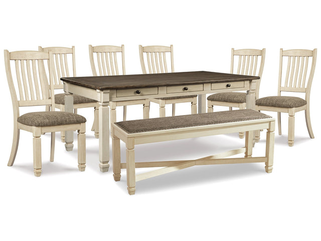 Bolanburg Two-tone Dining Table, 6 Chairs, and Bench - Ornate Home