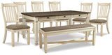 Bolanburg Two-tone Dining Table, 6 Chairs, and Bench - Ornate Home
