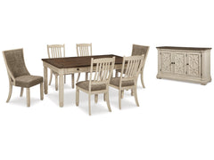 Bolanburg Two-tone Dining Table and 6 Chairs with Server - Ornate Home